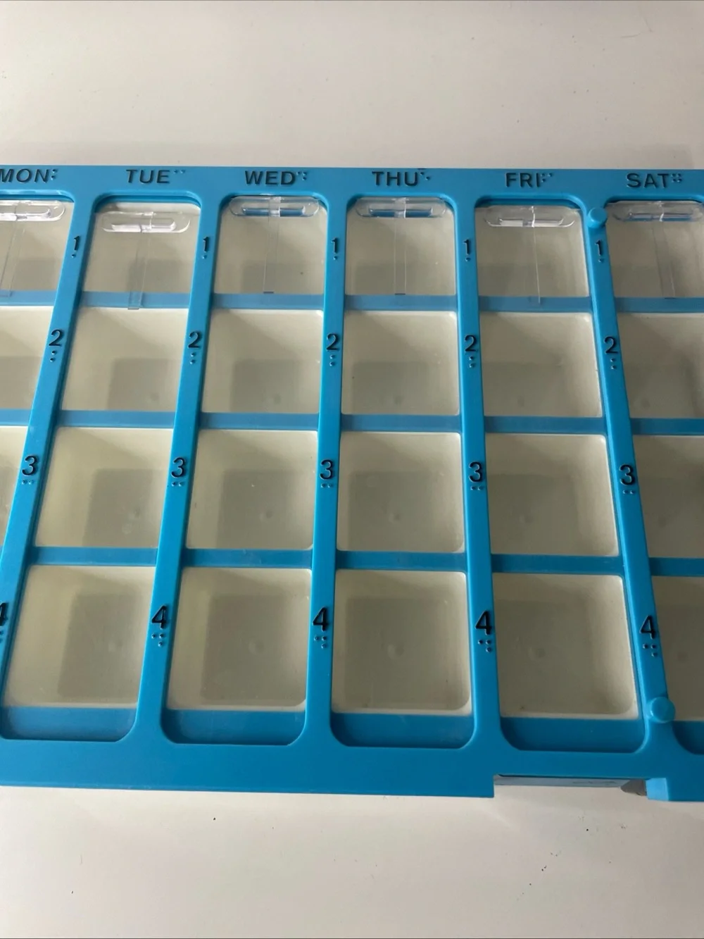 Apothecary Products Weekly 4 Times a Day Pill Box Blue Container